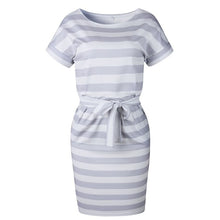 Load image into Gallery viewer, Casual Short O-neck Striped Dress