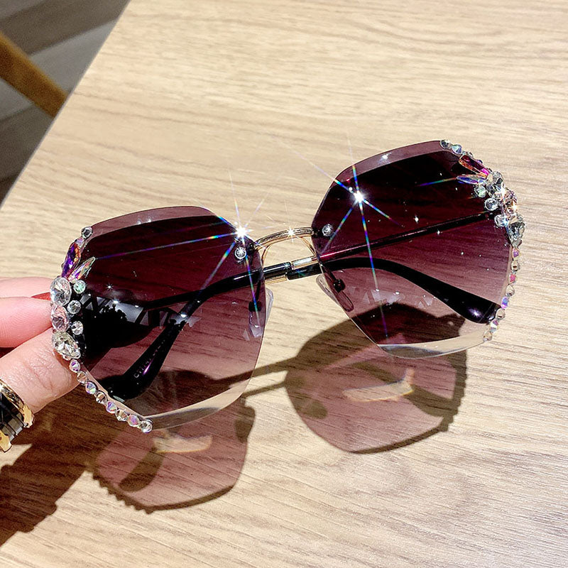Rimless Rhinestone Sunglasses