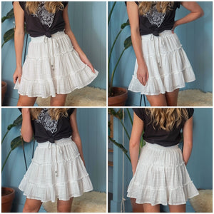 Lace Up A-line Cotton Skirt