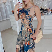 Load image into Gallery viewer, Tropical Print Spaghetti Strap Jumpsuit
