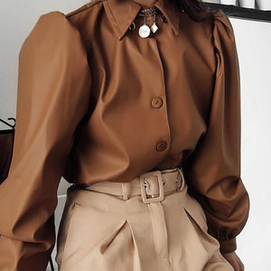 Casual Leather Blouse