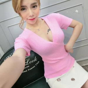 Short Sleeve Knitted Blouse