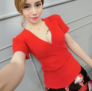Short Sleeve Knitted Blouse